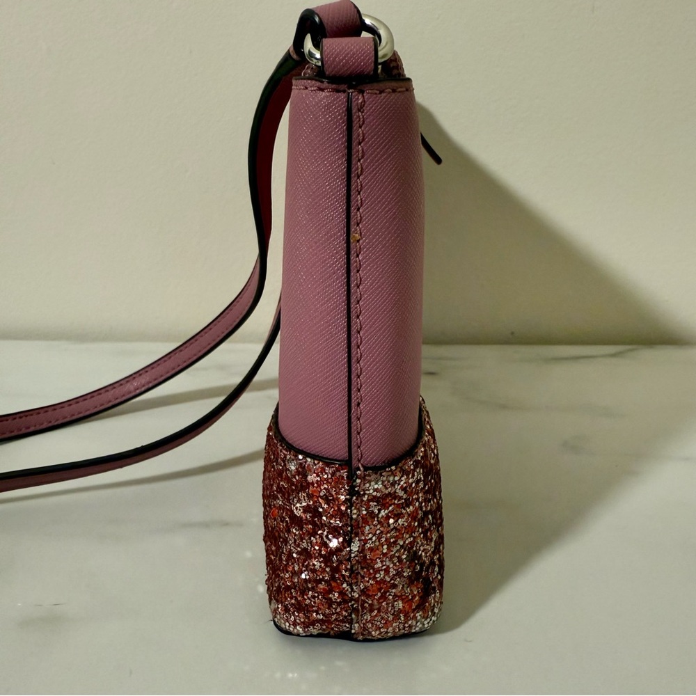 Kate Spade Greta Court Ramey Dusty Peony Glitter Crossbody - Picture 6 of 15